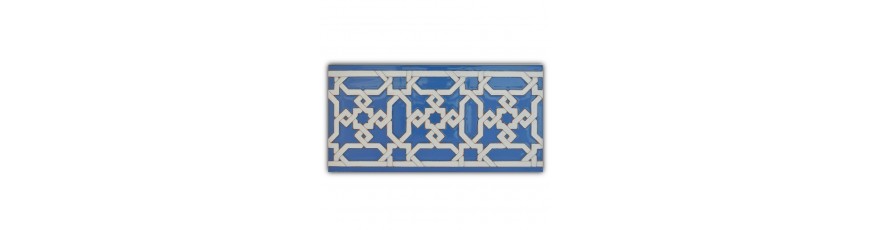 Artisan Relief Tile - Blue and white colour. Format 14X28.